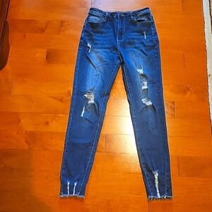 SHEIN GIRL'S SKINNY DISTRESSED JEANS, DARK WASH,  SIZE 12